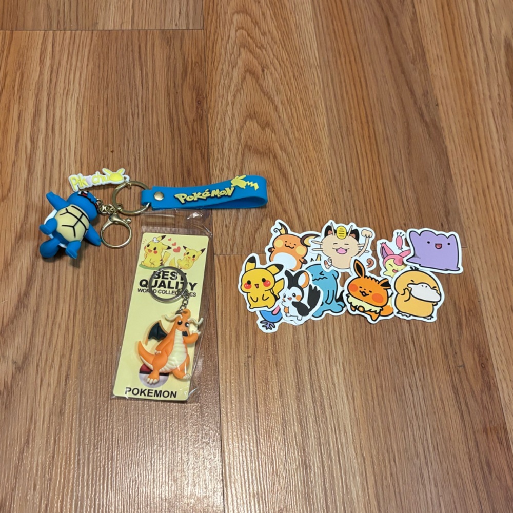 Pokemon Keychain and Sticker Set